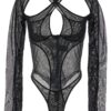 'criss-crossed multi-layer' bodysuit MUGLER Black