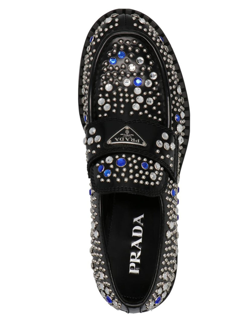 Sequin stud loafers 100% calf leather (bos taurus) PRADA Black