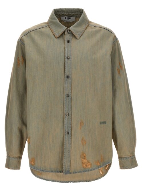 Stone wash denim shirt MSGM Beige