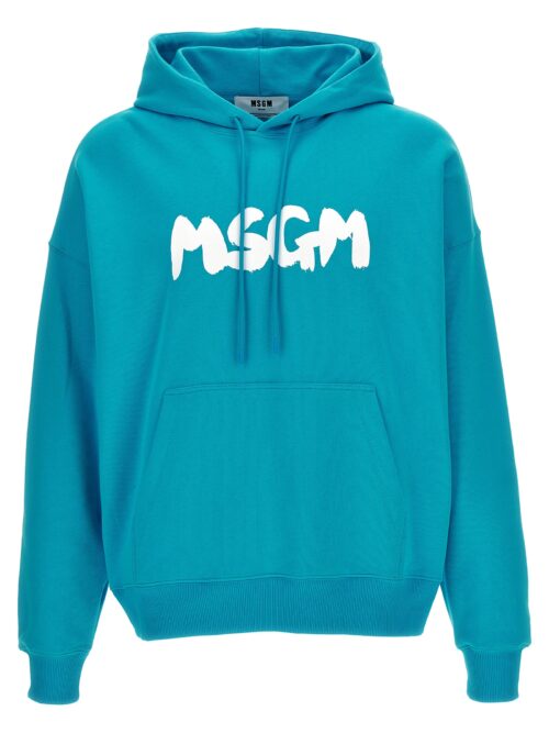 'Logo brush' hoodie MSGM Light Blue