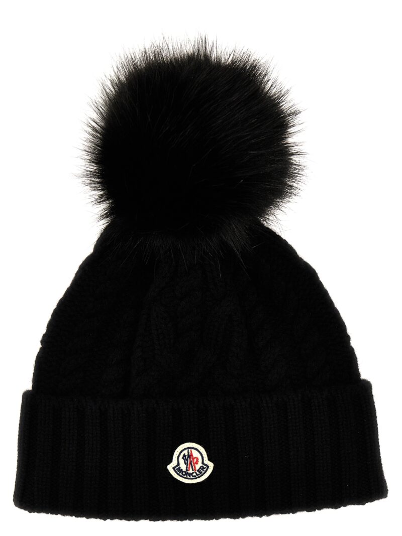 Beanie with pompoms MONCLER Black