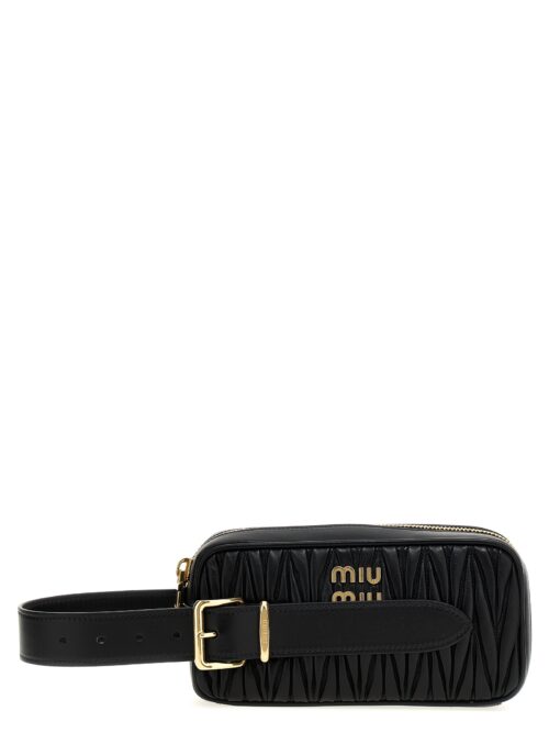 Matelassé leather clutch bag MIU MIU Black