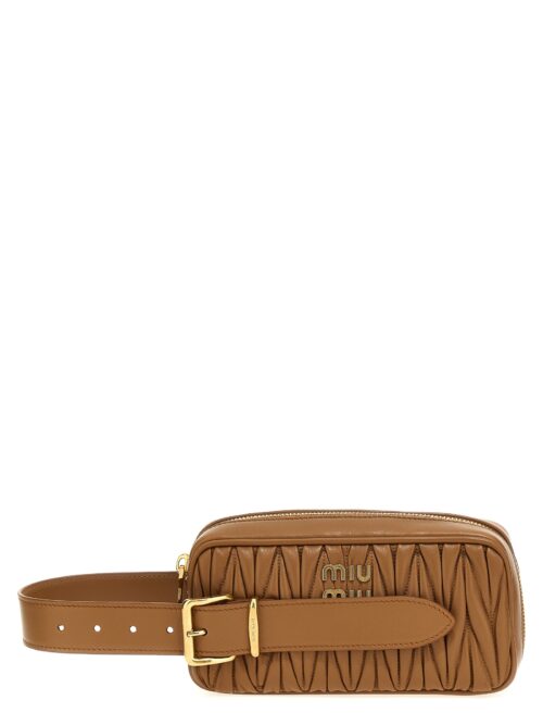 Matelassé leather clutch bag MIU MIU Brown