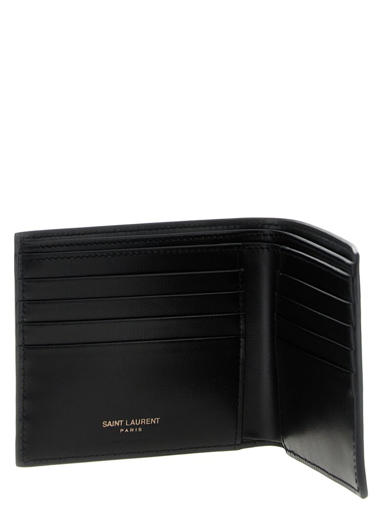 Logo leather wallet Man SAINT LAURENT Black