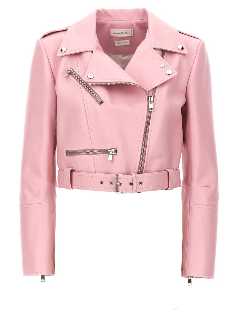 Crop biker jacket ALEXANDER MCQUEEN Pink