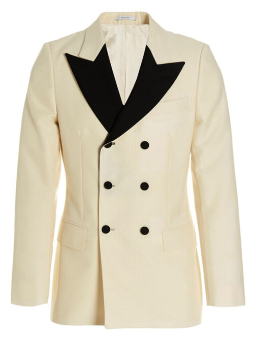 Mohair wool double breast blazer jacket GUCCI White/Black