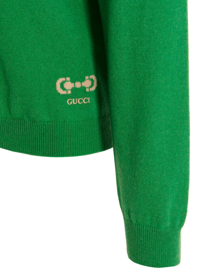 Logo embroidery sweater 100% cashmere GUCCI Green