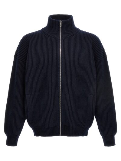 Logo embroidery ribbed cardigan GUCCI Blue
