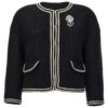 'Interlocking G' pin tweed jacket GUCCI White/Black