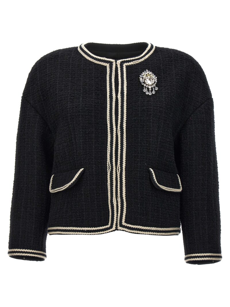 'Interlocking G' pin tweed jacket GUCCI White/Black