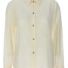 Crêpe de chine shirt with logo embroidery GUCCI White