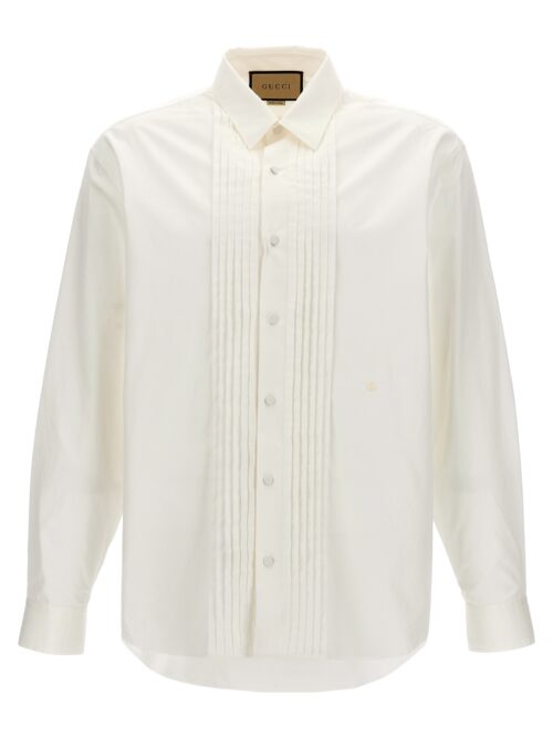 Pleated plastron shirt GUCCI White