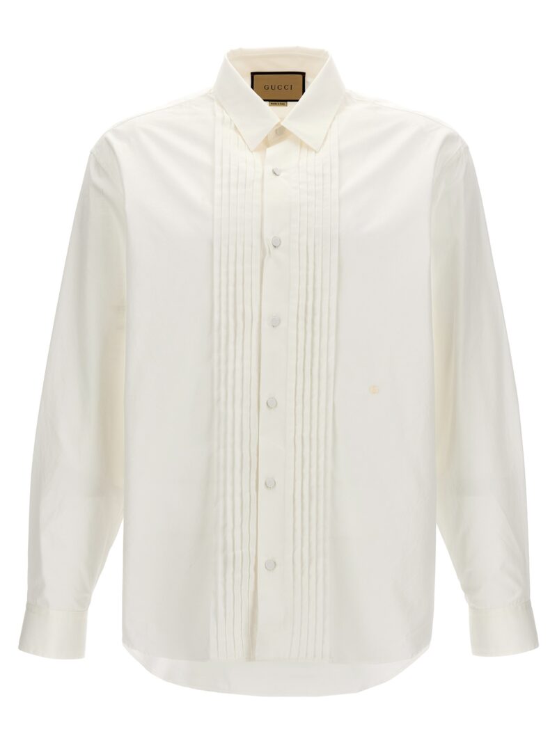 Pleated plastron shirt GUCCI White