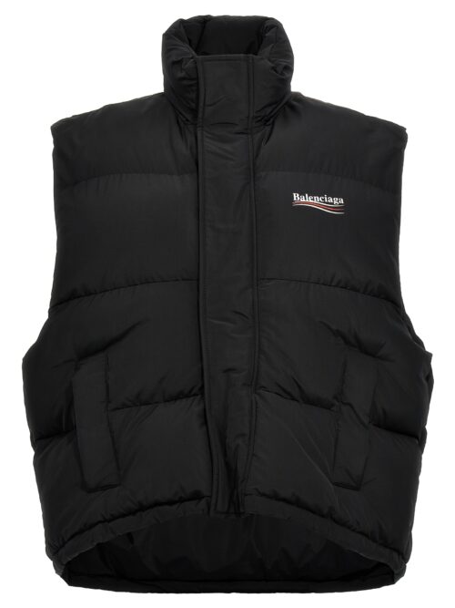 'Puffer Cocoon Political Campaign' vest BALENCIAGA Black