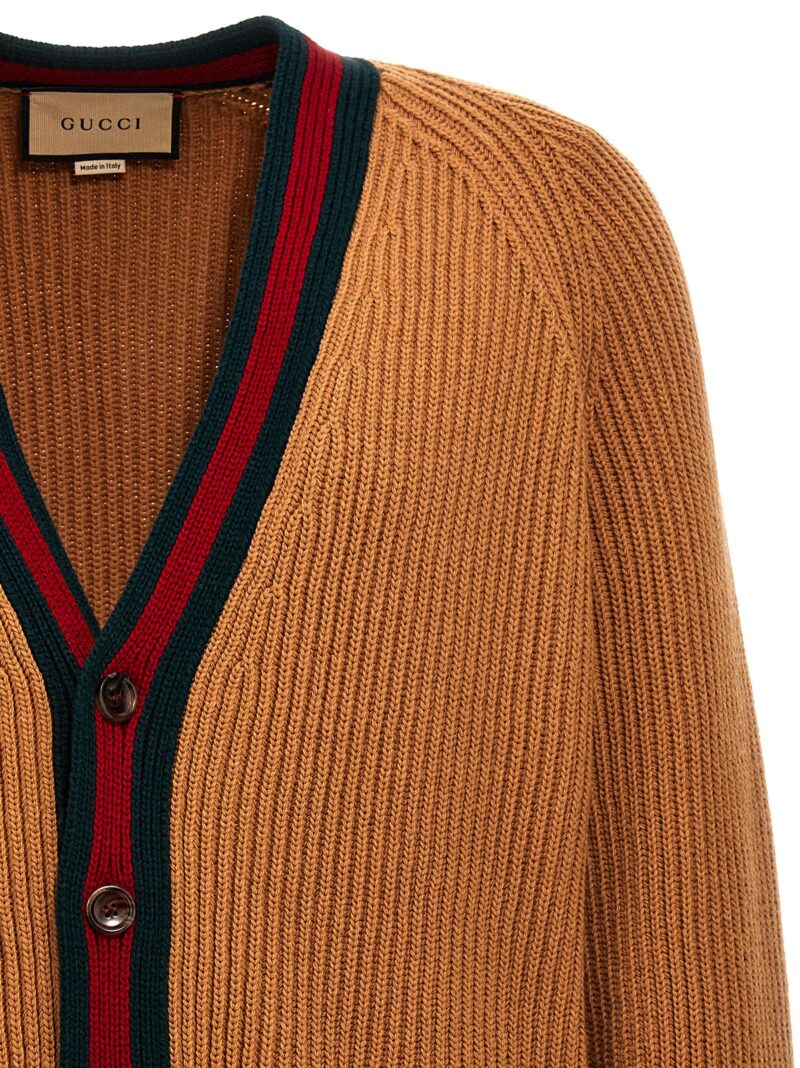 Web tape cardigan Man GUCCI Beige