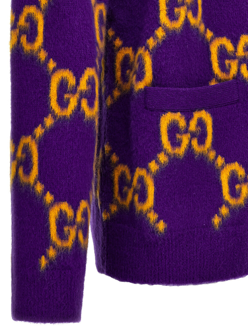 Logo cardigan 100% wool GUCCI Purple