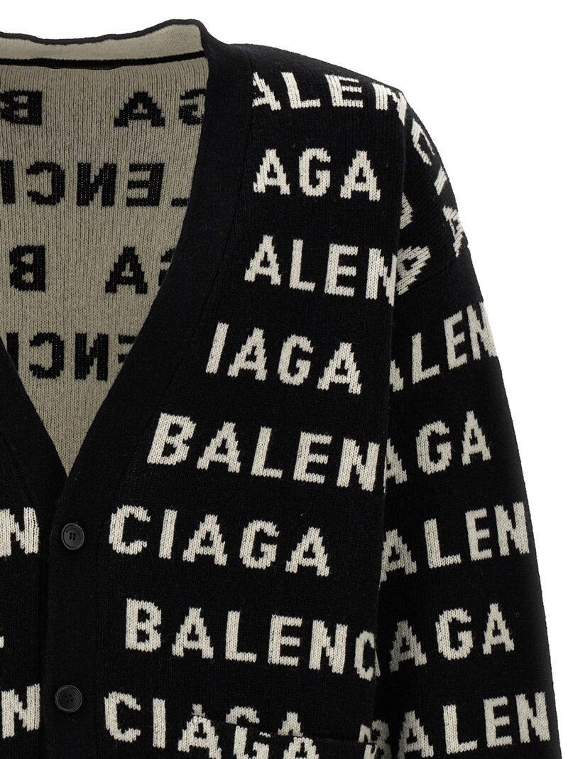 All-over logo cardigan Man BALENCIAGA White/Black