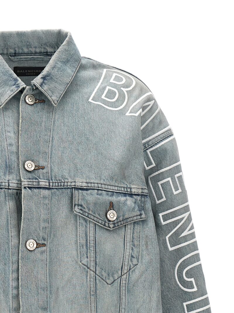 Logo embroidery denim jacket Woman BALENCIAGA Light Blue