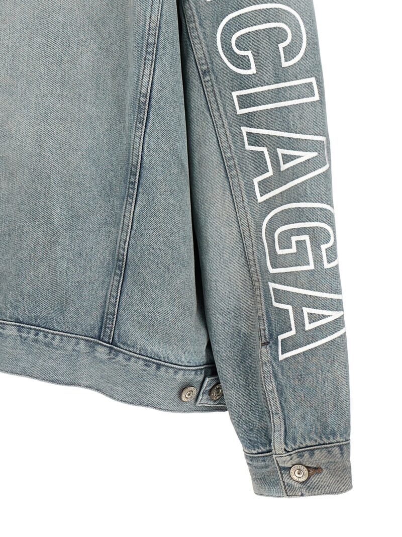 Logo embroidery denim jacket 100% cotton BALENCIAGA Light Blue