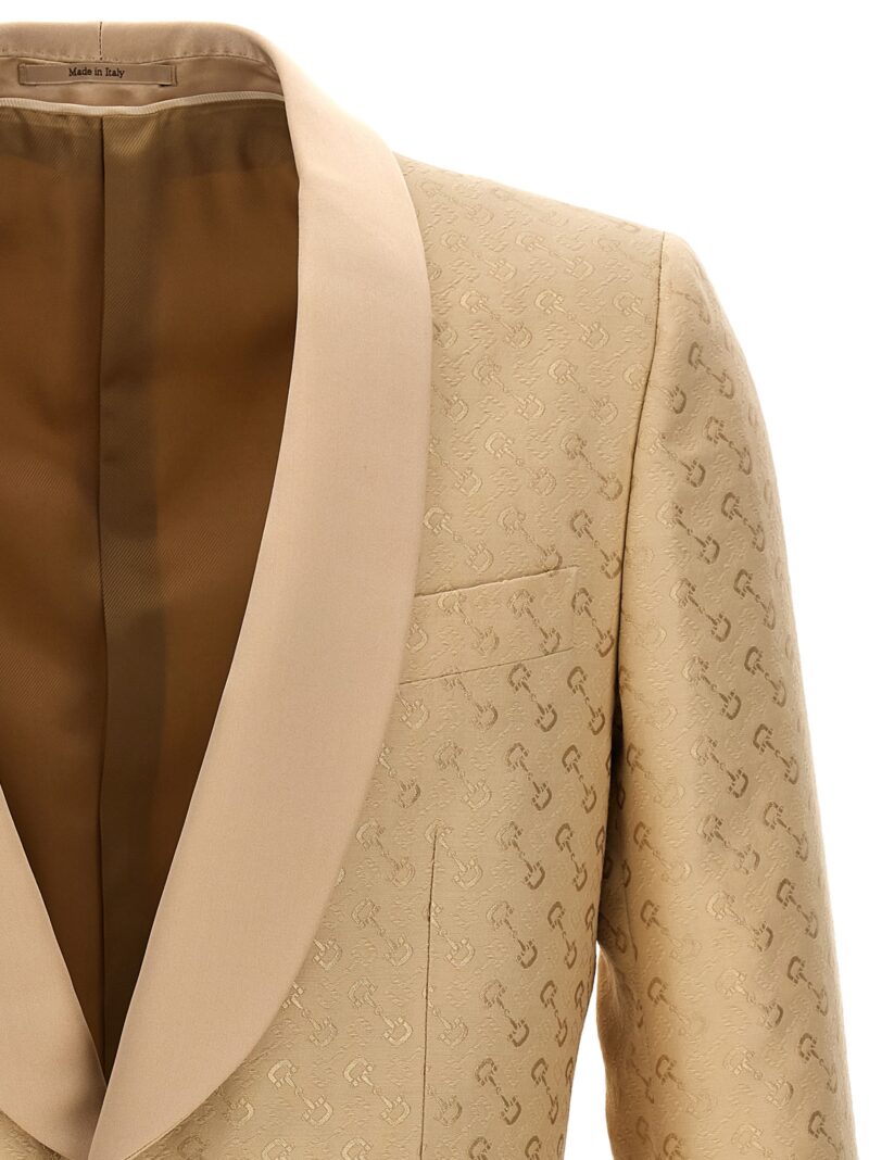 Clamp jacquard blazer Man GUCCI Beige