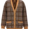 Check and 'GG' reversible cardigan GUCCI Beige