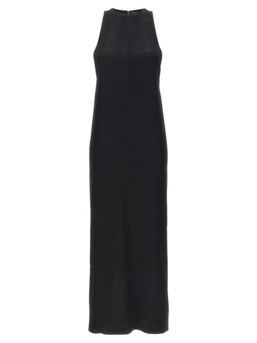 Crepe satin maxi dress SAINT LAURENT Black