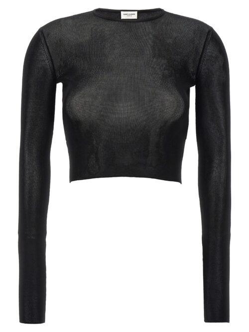 Viscose crop top SAINT LAURENT Black