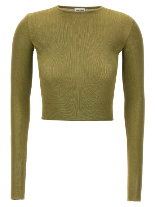 Knit crop top SAINT LAURENT Green