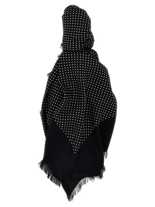 Micro hearts scarf SAINT LAURENT White/Black