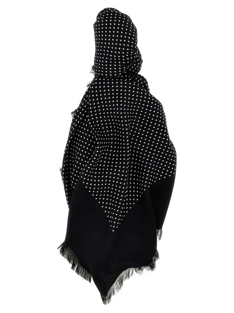 Micro hearts scarf SAINT LAURENT White/Black