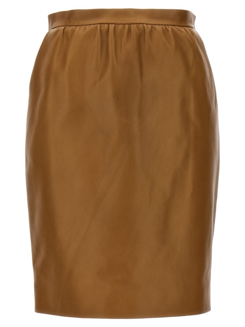 Leather skirt SAINT LAURENT Brown