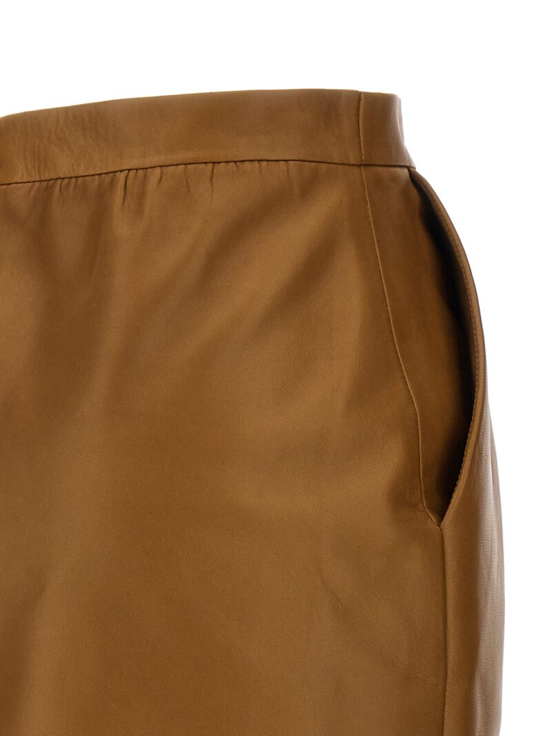 Leather skirt 100% lamb leather SAINT LAURENT Brown