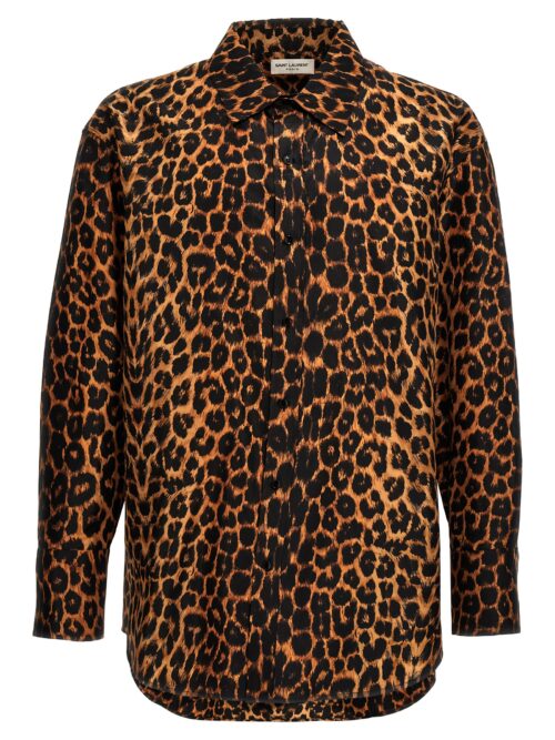 Leopard print taffeta shirt SAINT LAURENT Multicolor