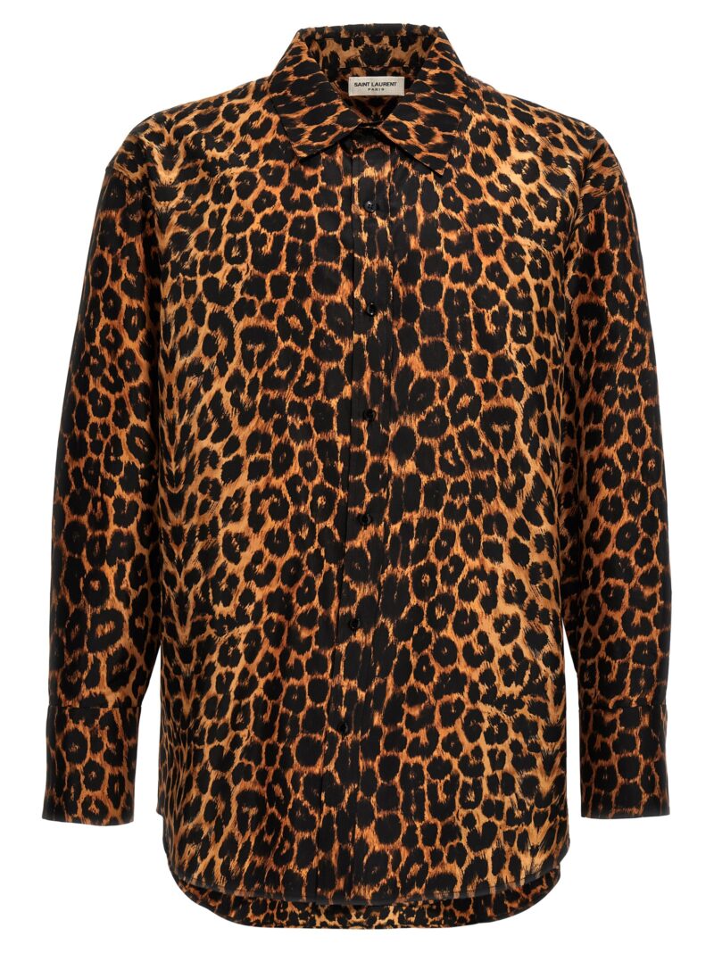 Leopard print taffeta shirt SAINT LAURENT Multicolor