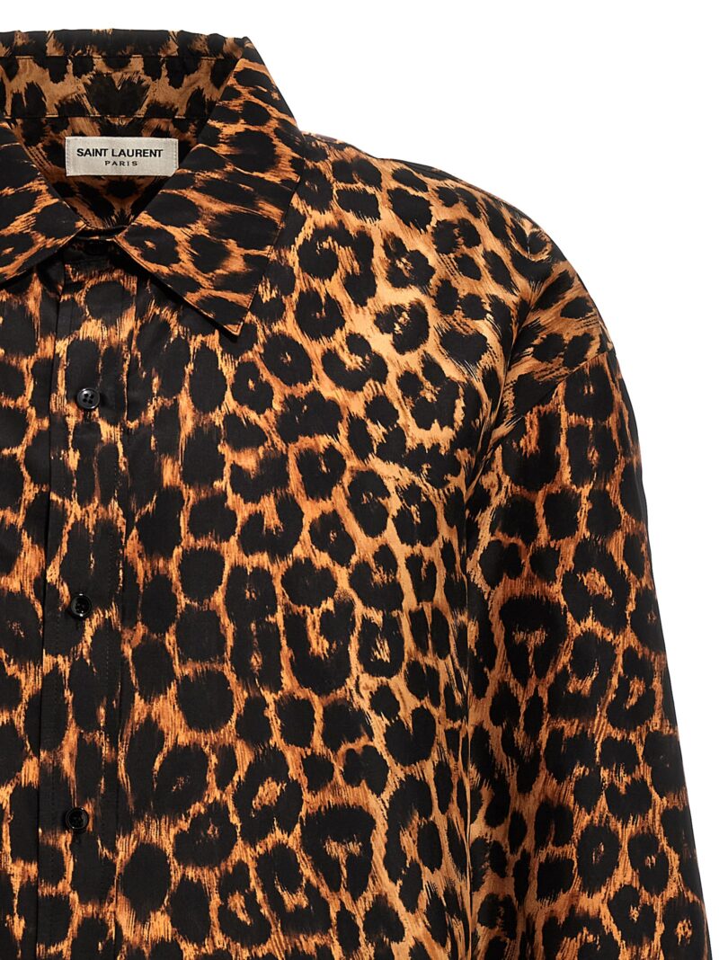 Leopard print taffeta shirt Man SAINT LAURENT Multicolor