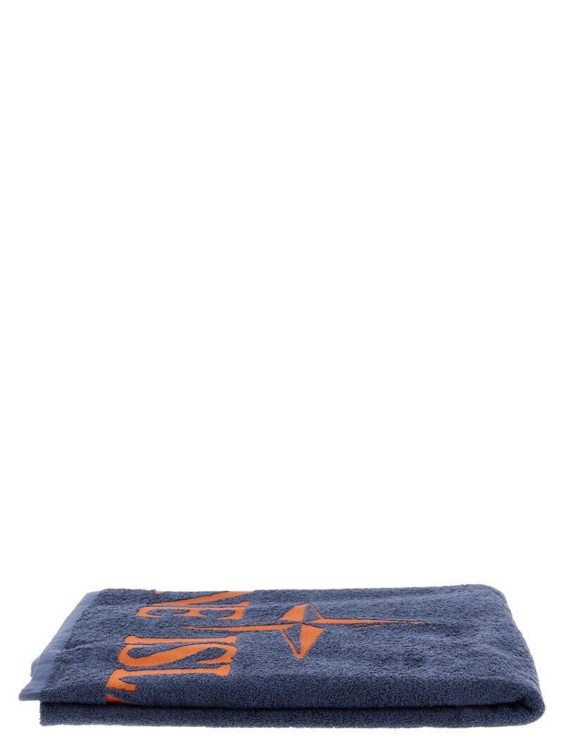 Beach towel with logo embroidery STONE ISLAND Blue