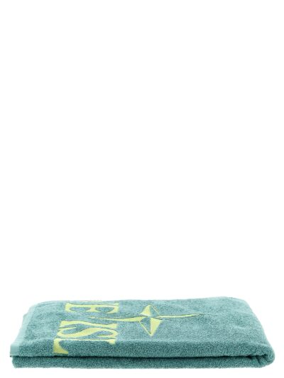 Beach towel with logo embroidery STONE ISLAND Green