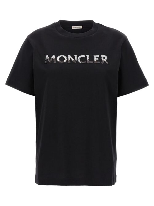 Sequin logo t-shirt MONCLER Black