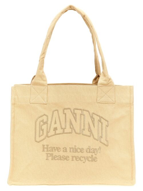 Logo embroidery shopping bag GANNI Beige