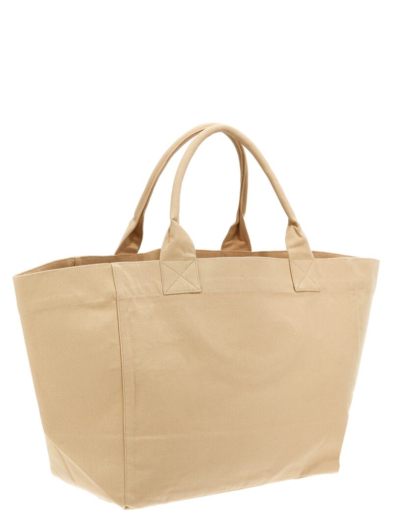 Oversized shopping bag with logo embroidery A5821859 GANNI Beige
