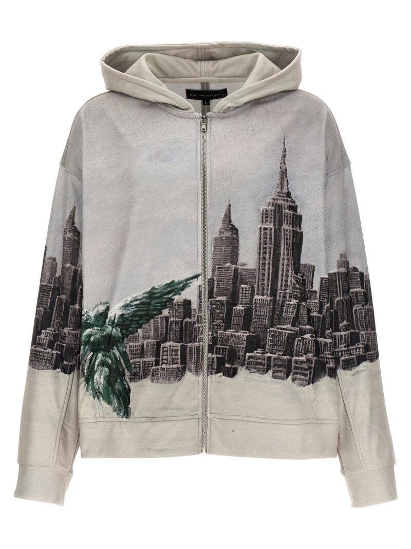 'Angel Over The City' hoodie WHO DECIDES WAR Gray
