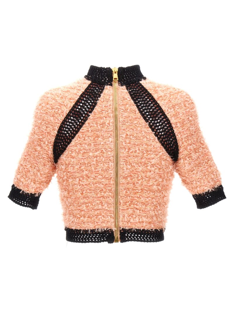 Logo button tweed top BF1AI105KE87OGQ BALMAIN Pink