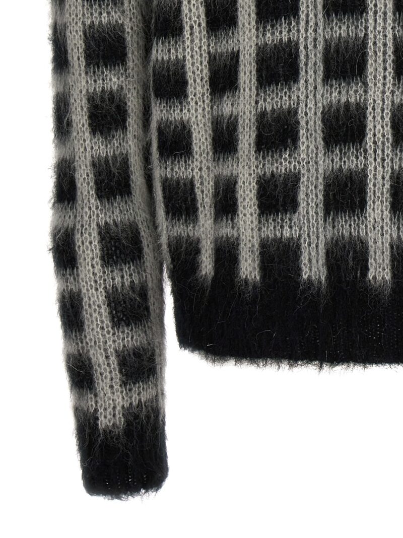 'Brushed Check Fuzzy Wuzzy' cardigan 39% acetate 33% polyamide 28% mohair wool MARNI White/Black