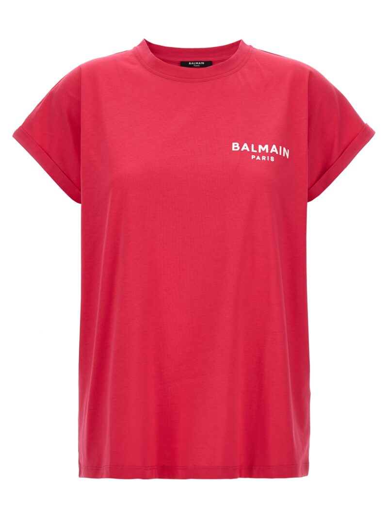 Flocked logo T-shirt BALMAIN Fuchsia