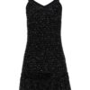 Fringed lurex tweed dress BALMAIN Black