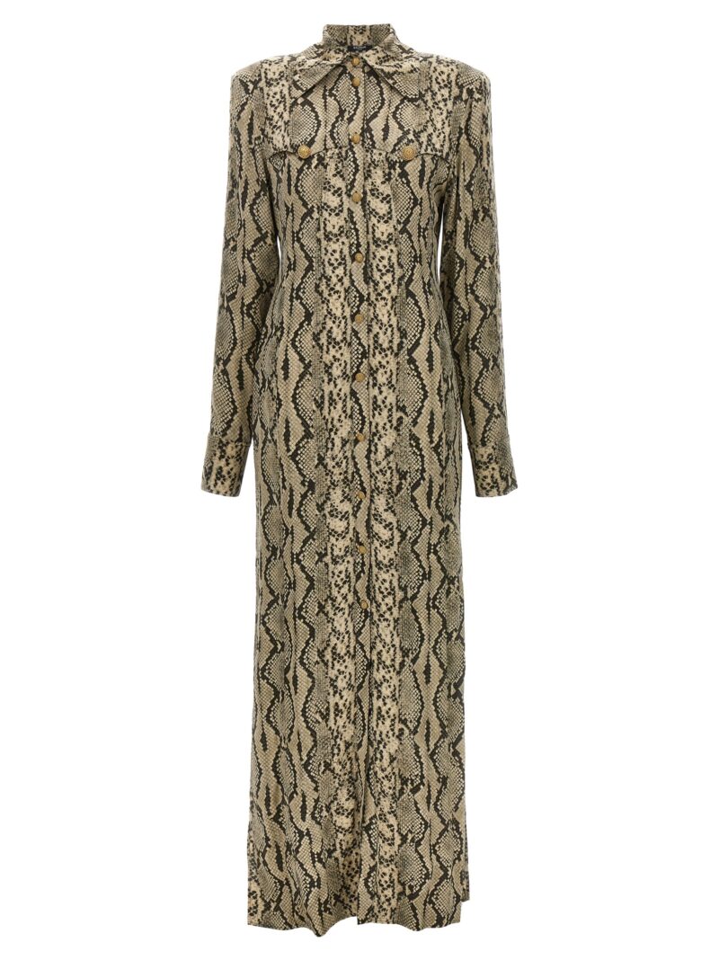 Python pattern shirt dress BALMAIN Multicolor