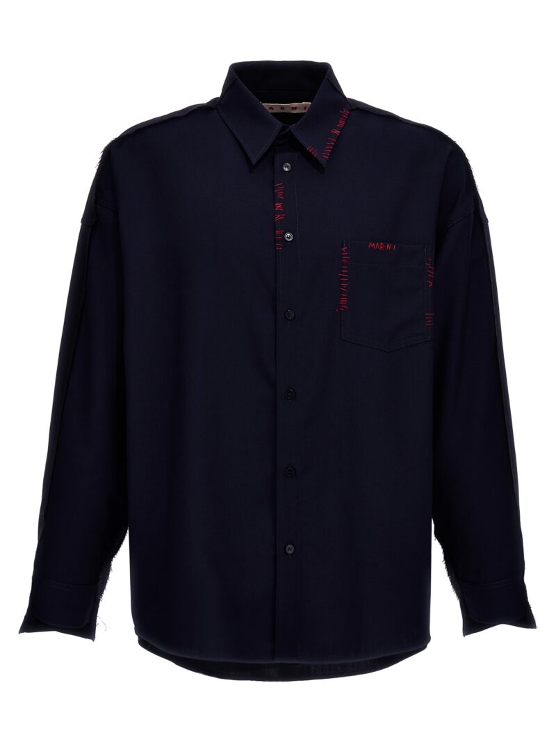 Cool wool shirt with contrast stitching MARNI Multicolor