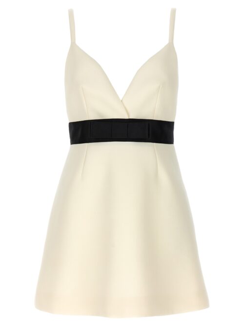 Wool and satin canvas dress DOLCE & GABBANA White/Black