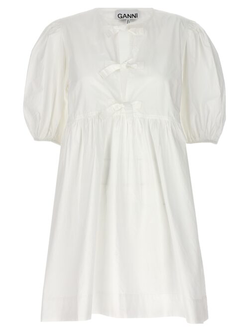 Knot poplin dress GANNI White