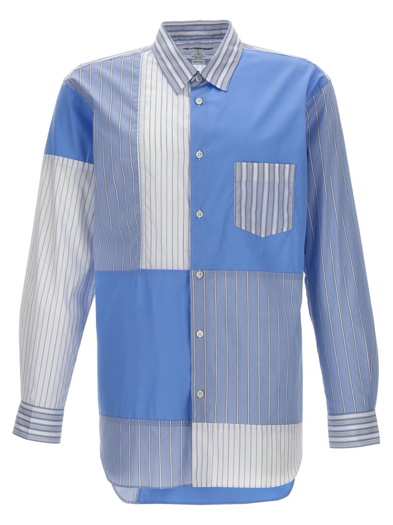 Patchwork striped shirt COMME DES GARCONS SHIRT Light Blue